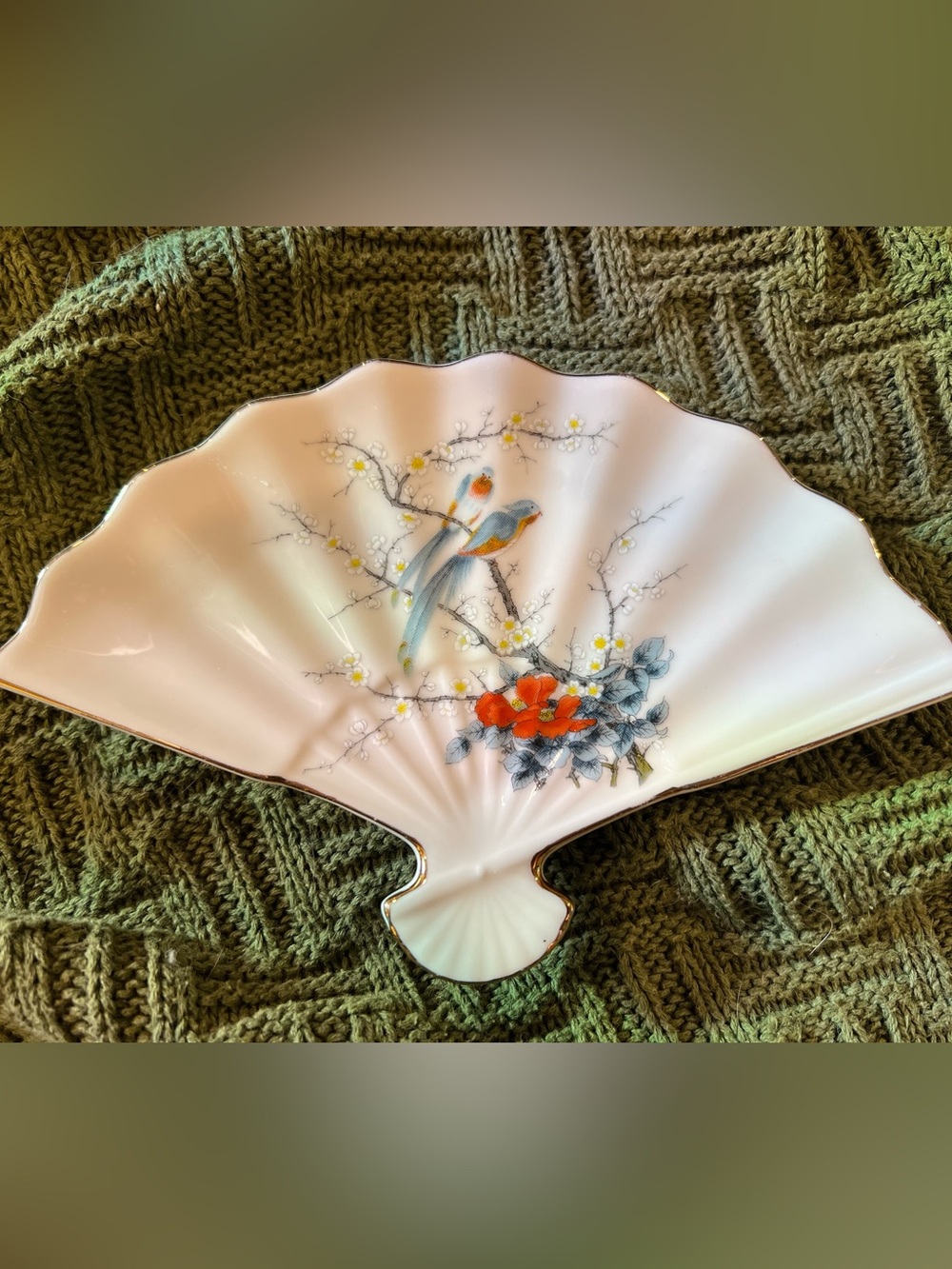 Vintage Jay Fine China Japan Fan-Shaped Trinket Dish